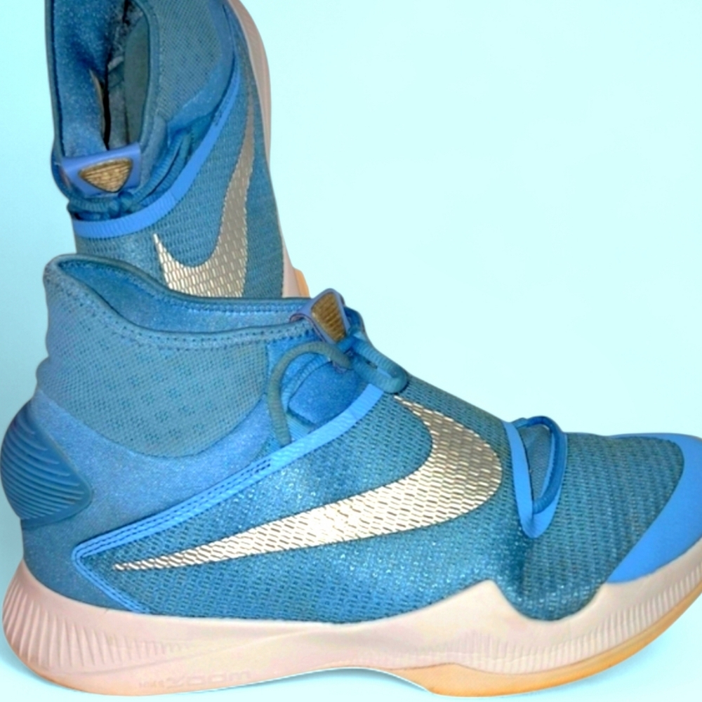 Nike Zoom Hyperrev Basketball Shoes Men's Size 12 Lt Blue w/ Silver Swoosh